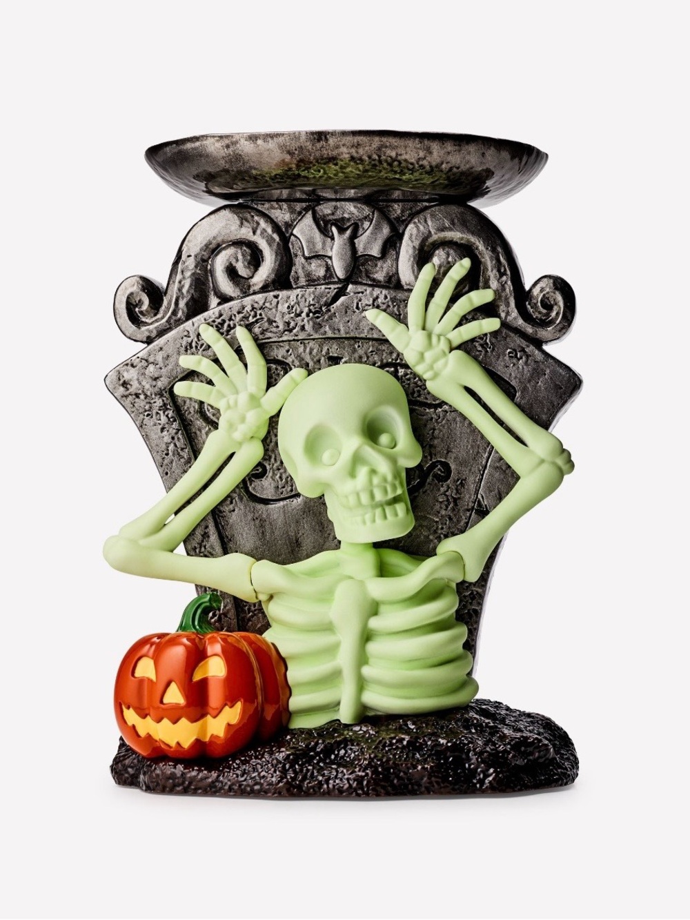 Bath & Body Works Glow in the Dark Skeleton Boo Candle Pedestal - NIB